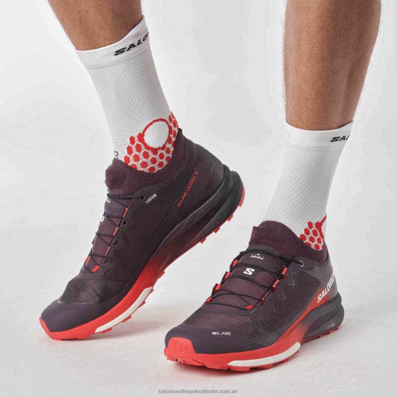Salomon plommon perfekt/eldröd/vit terrängskor för dam - s/lab ultra 3 T82RP1508