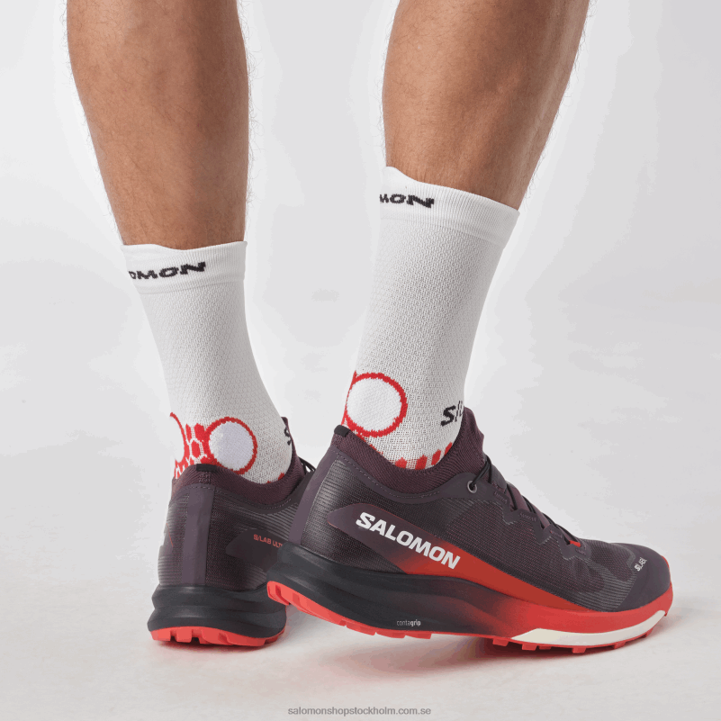 Salomon plommon perfekt/eldröd/vit terrängskor för dam - s/lab ultra 3 T82RP1508