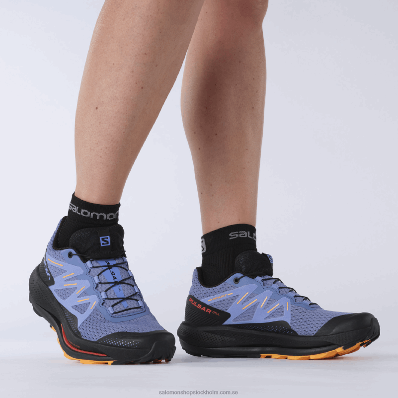 Salomon sammetsmorgon/svart/flammande orange damlöparskor för trail - pulsar trail T82RP1510