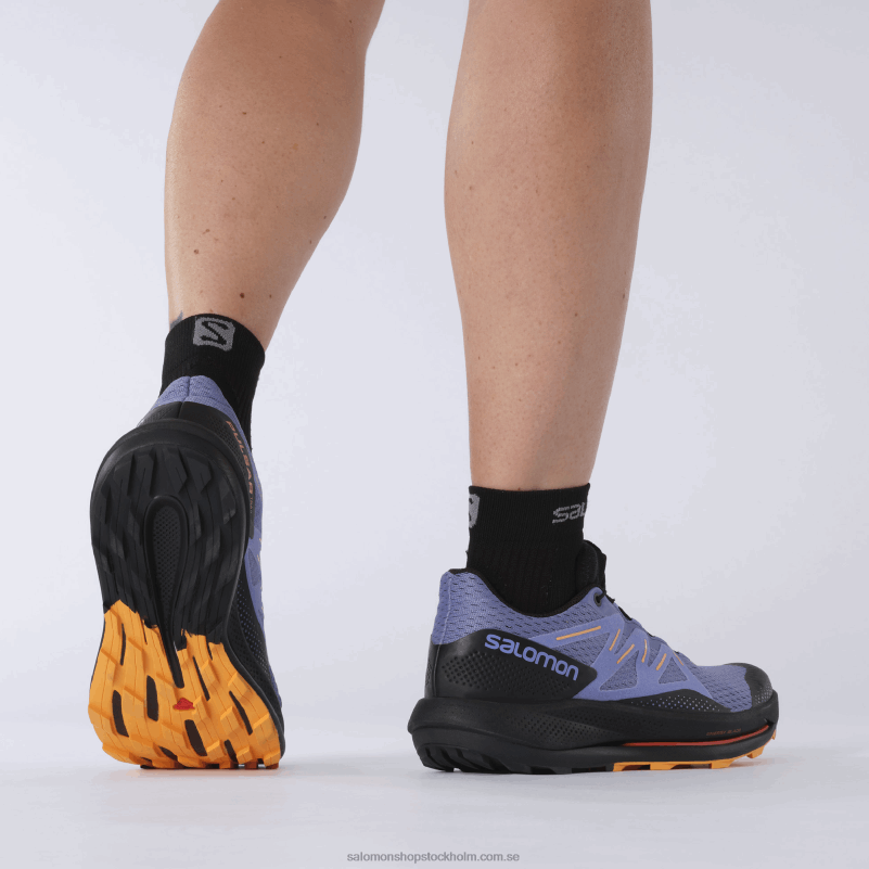 Salomon sammetsmorgon/svart/flammande orange damlöparskor för trail - pulsar trail T82RP1510