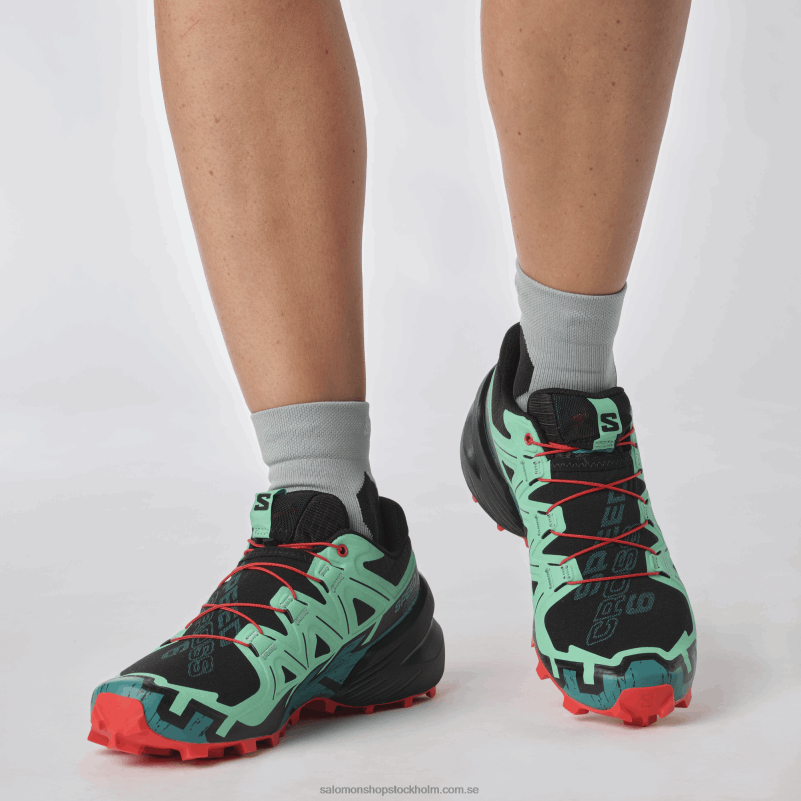 Salomon svart/biscaygrön/eldröd terrängskor för dam - speedcross 6 T82RP1503