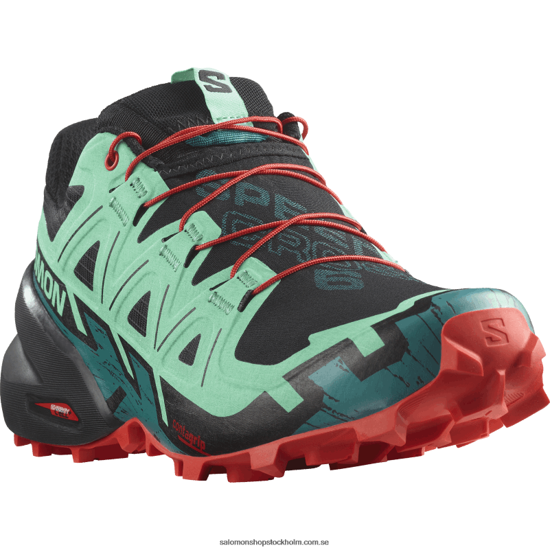 Salomon svart/biscaygrön/eldröd terrängskor för dam - speedcross 6 T82RP1503