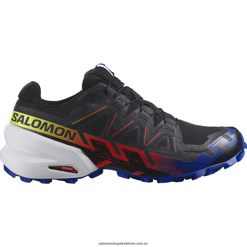 Salomon svart/surfa på nätet/säkerhetsgul damlöparskor - speedcross 6 gore-tex blå eld T82RP1509
