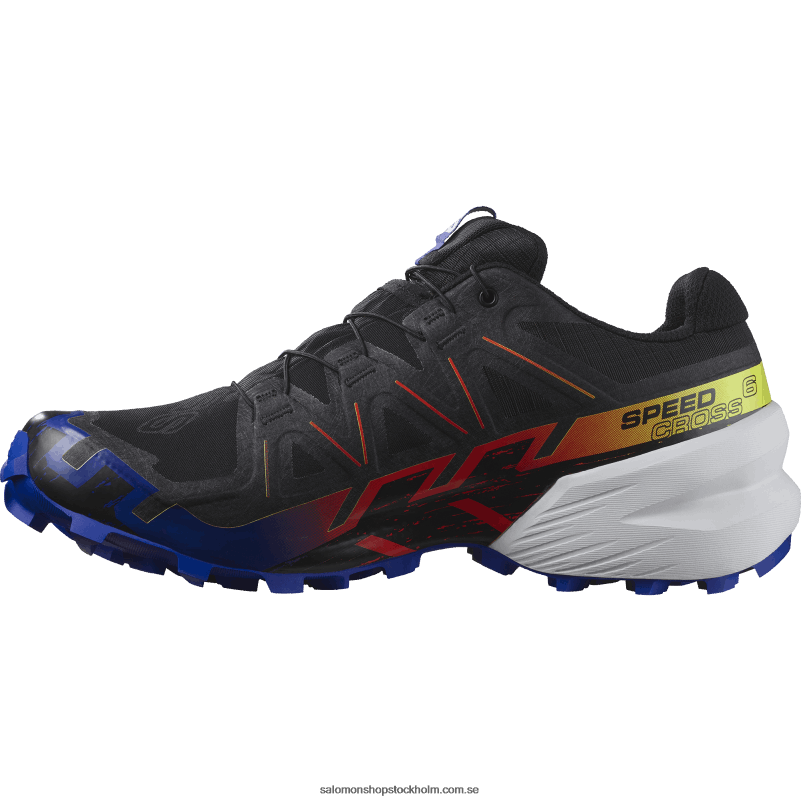 Salomon svart/surfa på nätet/säkerhetsgul damlöparskor - speedcross 6 gore-tex blå eld T82RP1509
