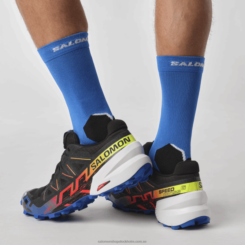 Salomon svart/surfa på nätet/säkerhetsgul damlöparskor - speedcross 6 gore-tex blå eld T82RP1509