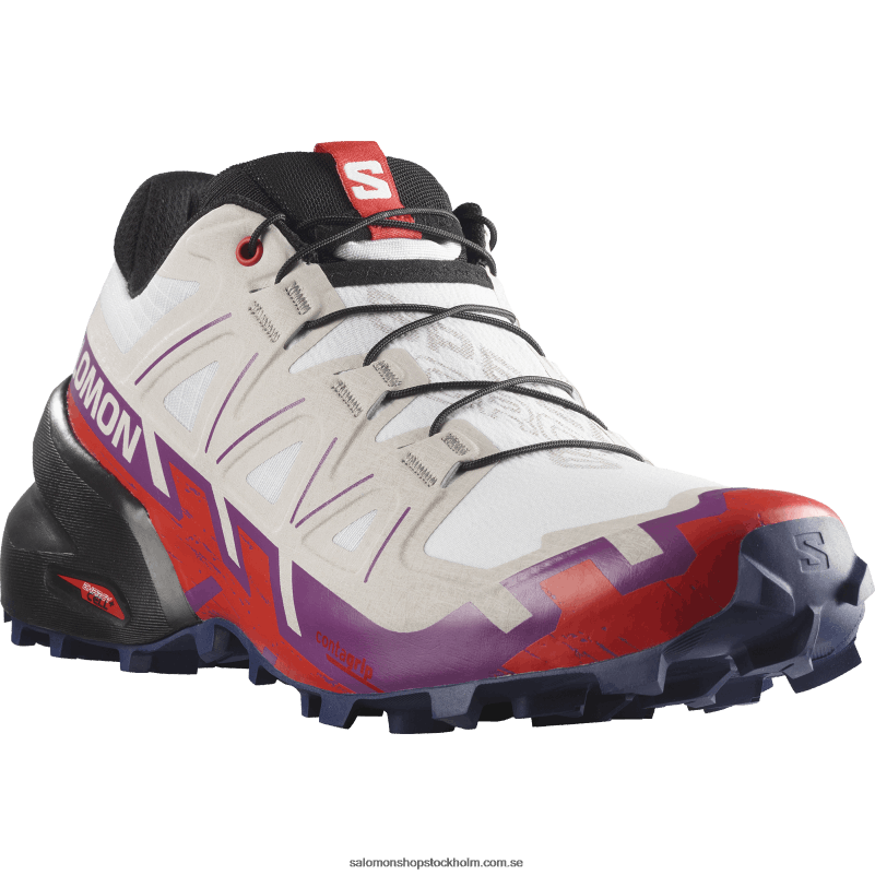 Salomon vit/mousserande druva/eldröd terrängskor för dam - speedcross 6 T82RP1506