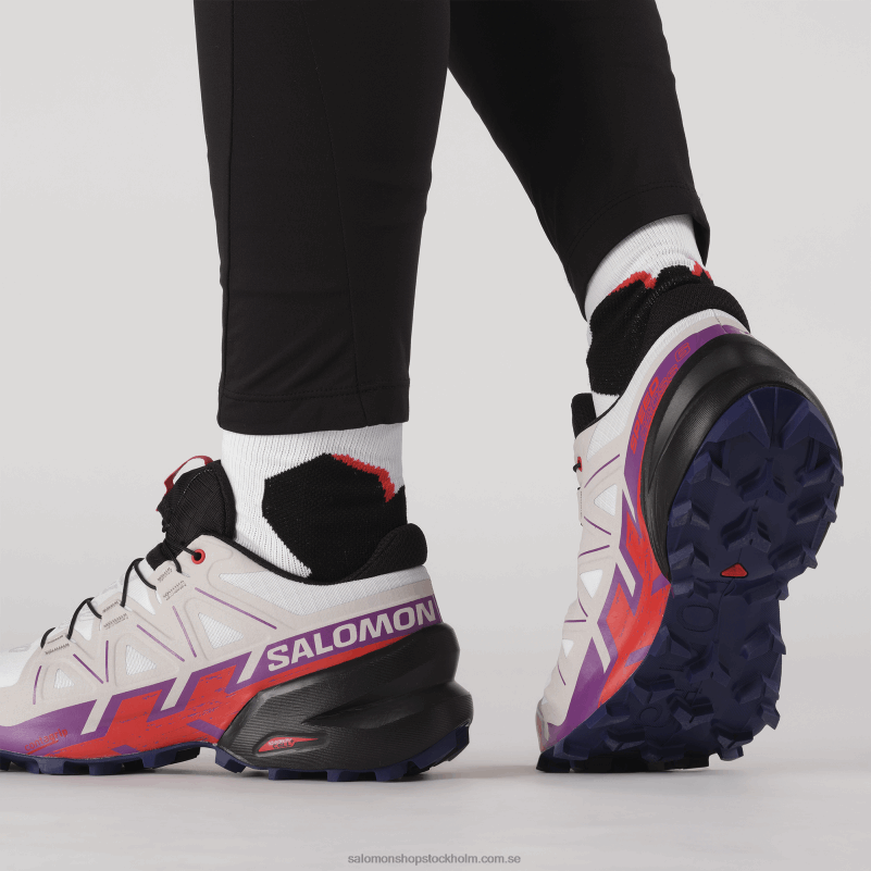 Salomon vit/mousserande druva/eldröd terrängskor för dam - speedcross 6 T82RP1506