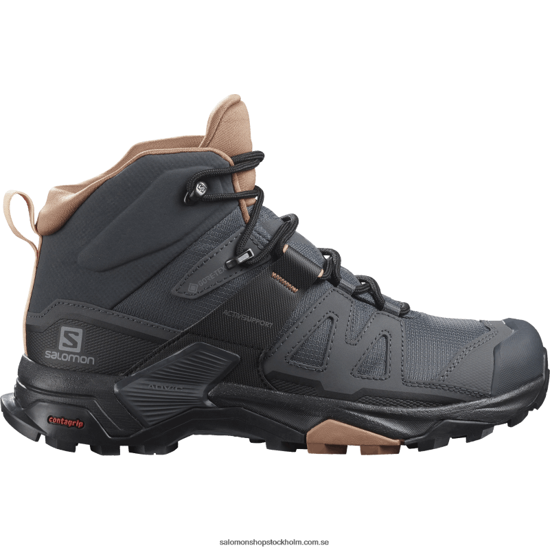 Salomon ebenholts/mockamousse/mandelkräm vandringskängor för dam - x ultra 4 mid gore-tex T82RP1133