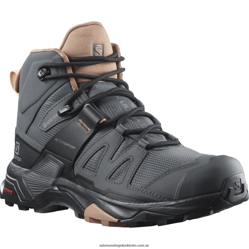 Salomon ebenholts/mockamousse/mandelkräm vandringskängor för dam - x ultra 4 mid gore-tex T82RP1133