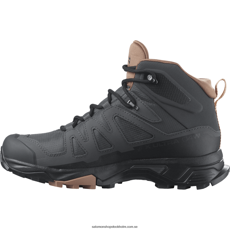 Salomon ebenholts/mockamousse/mandelkräm vandringskängor för dam - x ultra 4 mid gore-tex T82RP1133
