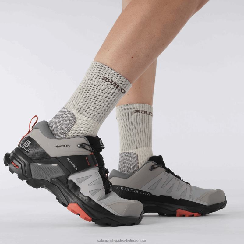 Salomon legering/tyst skugga/bränd sienna damvandringsskor - x ultra 4 vid gore-tex T82RP739
