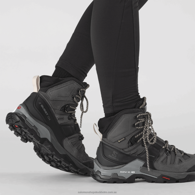 Salomon magnet/svart/solkyss vandringskängor i läder för kvinnor - quest 4 gore-tex T82RP1128