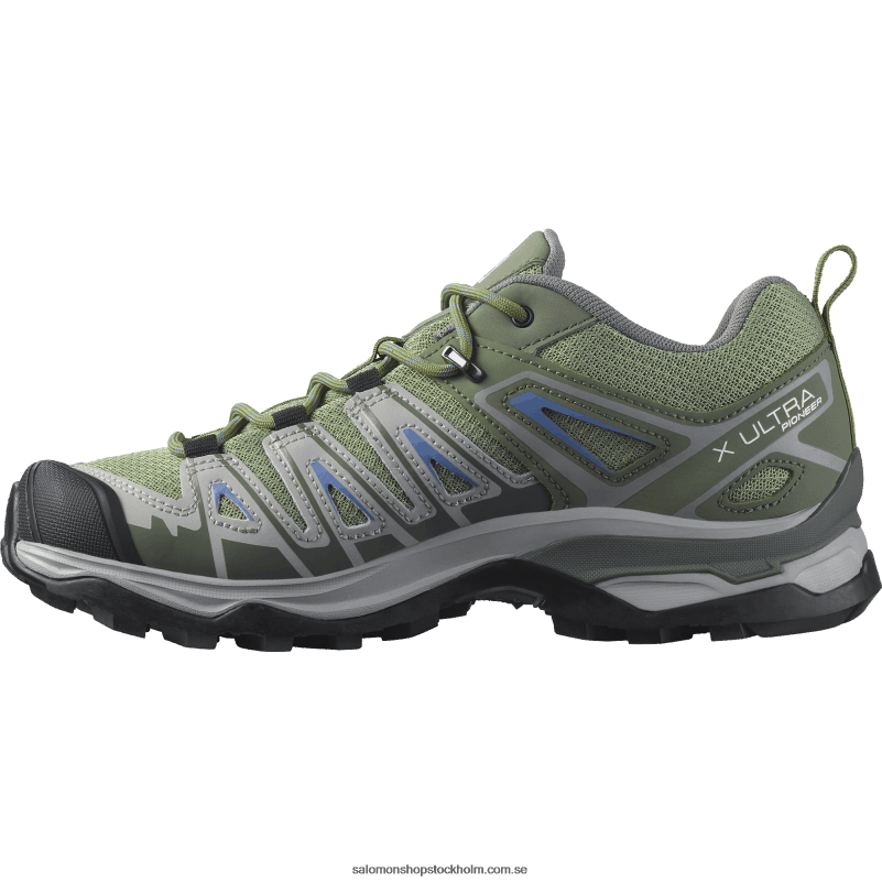 Salomon oljegrön/ricingrå/amparoblå vandringsskor för dam - x ultra pioneer aero T82RP1121