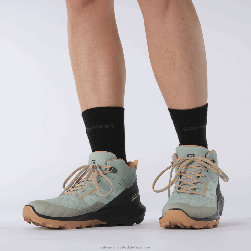 Salomon smidesjärn/ebenholts/flammande orange dam vandringskängor - outpulse mid gore-tex T82RP1115