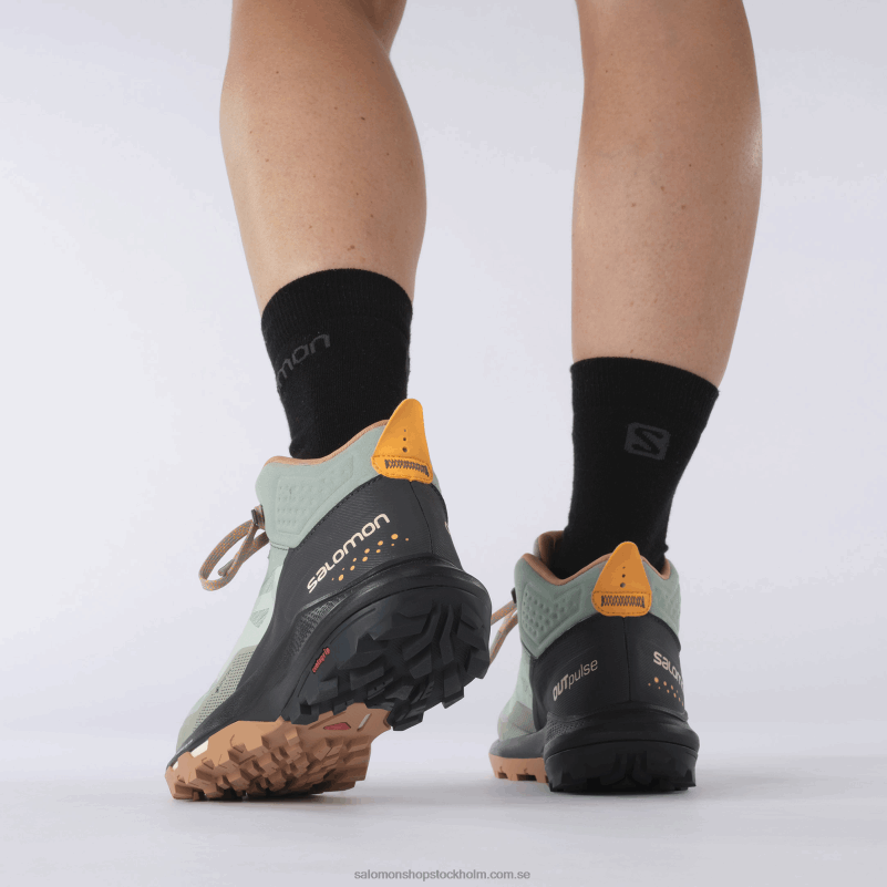 Salomon smidesjärn/ebenholts/flammande orange dam vandringskängor - outpulse mid gore-tex T82RP1115