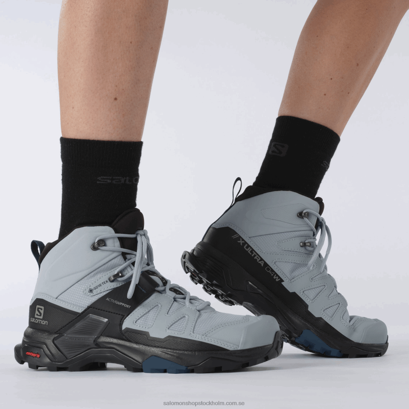 Salomon stenbrott/svart/legionsblå dam vandringskängor - x ultra 4 mid wide gore-tex T82RP1141