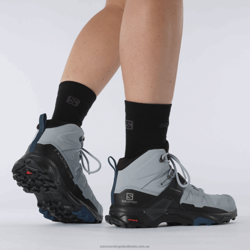 Salomon stenbrott/svart/legionsblå dam vandringskängor - x ultra 4 mid wide gore-tex T82RP1141