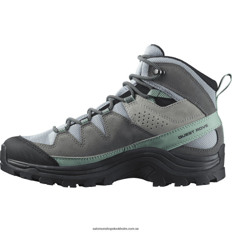 Salomon stenbrott/tyst nyans/svart vandringskängor i läder för kvinnor - quest rove gore-tex T82RP1143