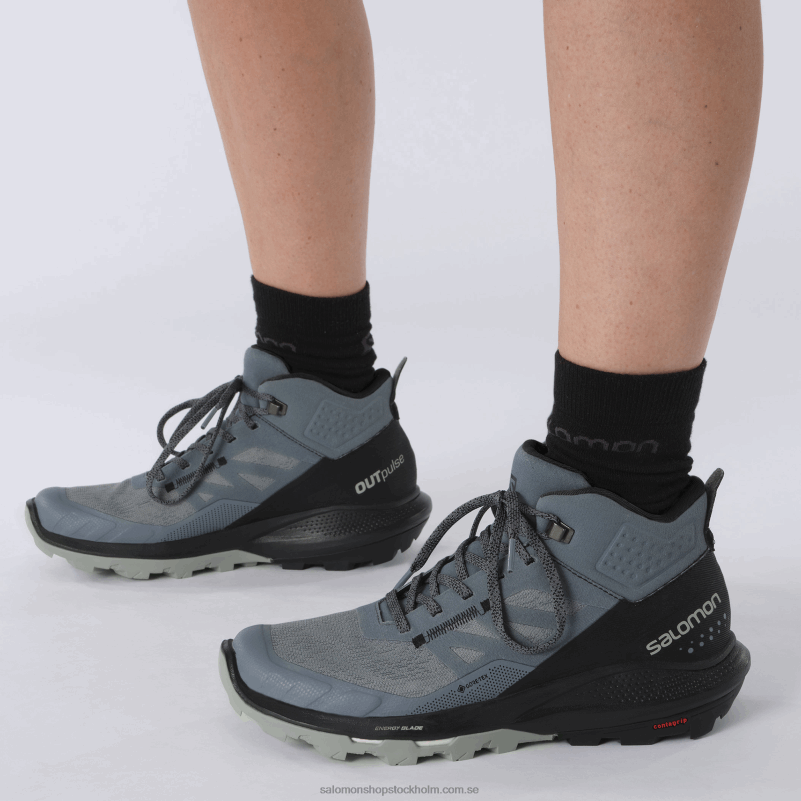 Salomon stormigt väder/svart/smide dam vandringskängor - outpulse mid gore-tex T82RP1116