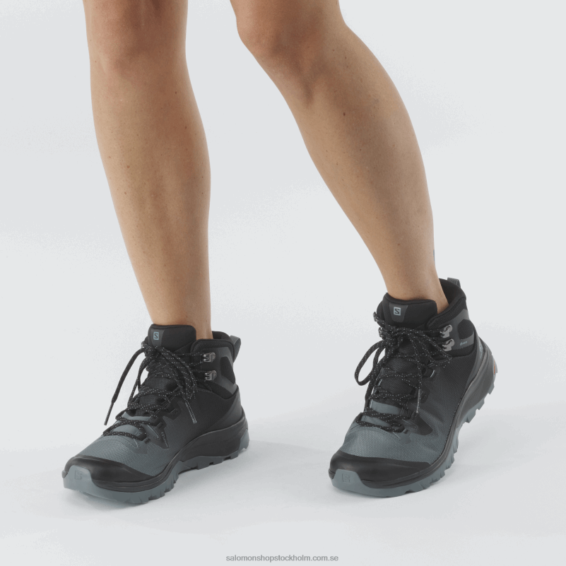 Salomon stormigt väder/svart/trooper vandringskängor för dam - vaya mid gore-tex T82RP1283
