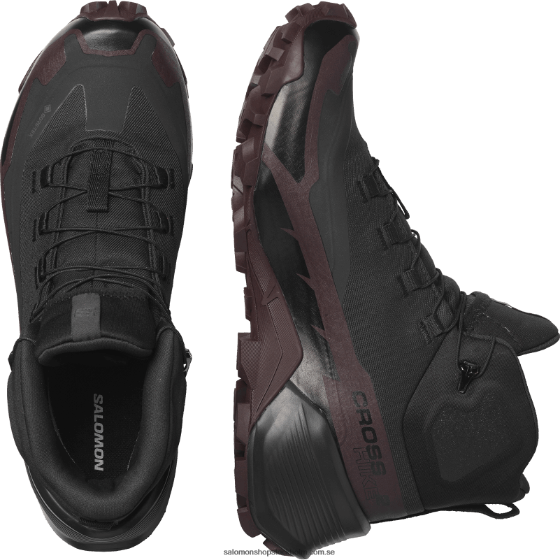 Salomon svart/choklad plommon damvandringskängor - cross hike 2 mid gore-tex T82RP735