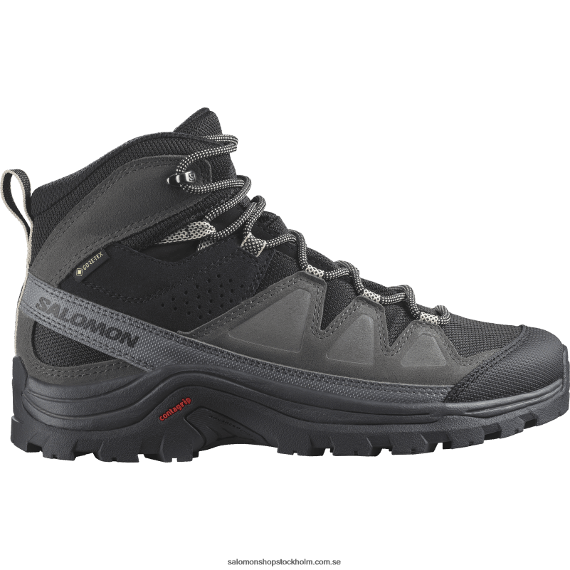 Salomon svart/magnet/tyst nyans vandringskängor i läder för kvinnor - quest rove gore-tex T82RP1142