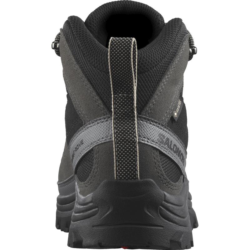 Salomon svart/magnet/tyst nyans vandringskängor i läder för kvinnor - quest rove gore-tex T82RP1142