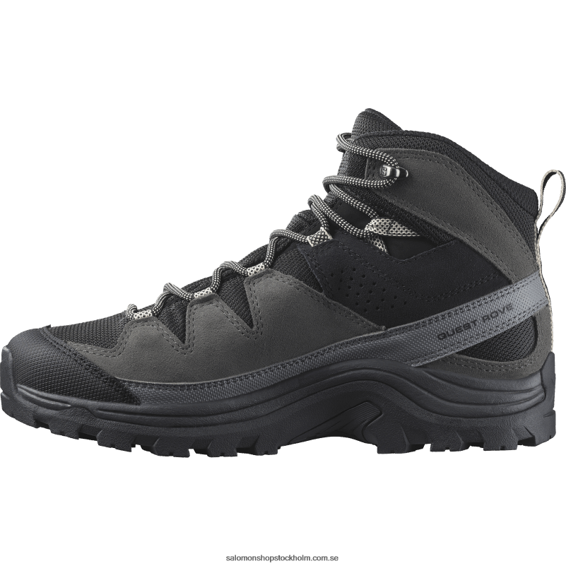 Salomon svart/magnet/tyst nyans vandringskängor i läder för kvinnor - quest rove gore-tex T82RP1142