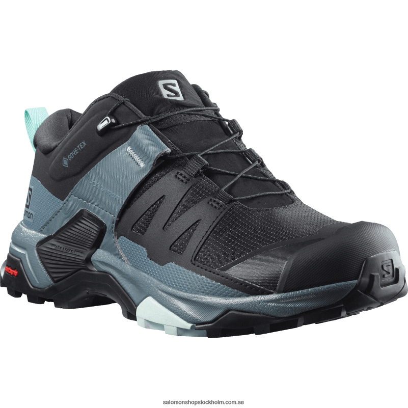 Salomon svart/stormigt väder/opalblå damvandringsskor - x ultra 4 gore-tex T82RP1137
