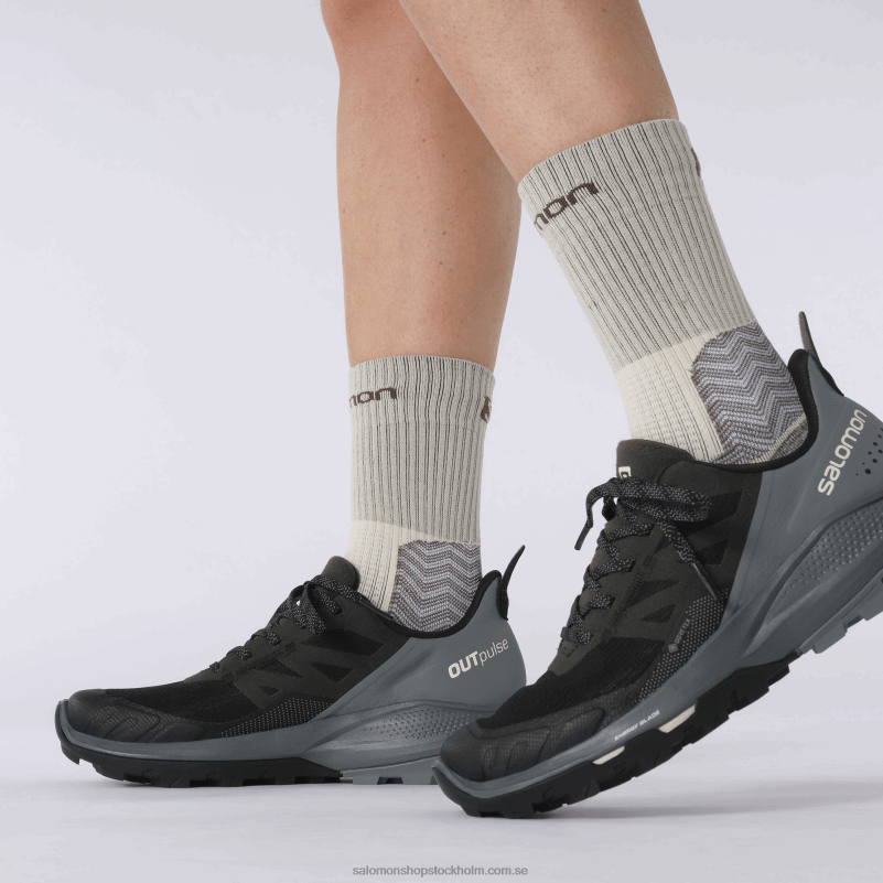 Salomon svart/stormigt väder/vaniljis damvandringsskor - outpulse gore-tex T82RP1123