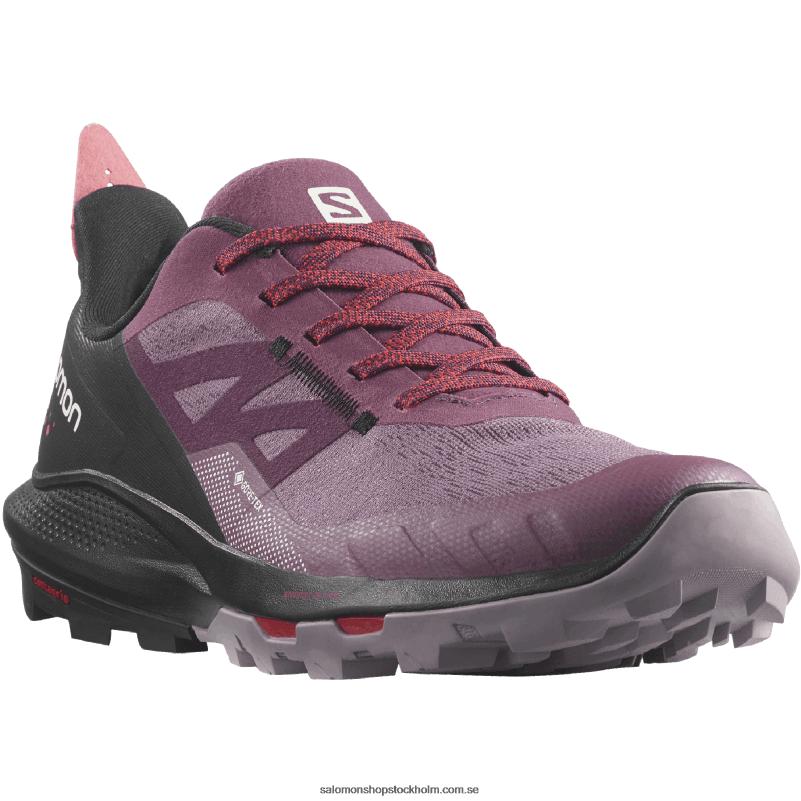 Salomon tulpanved/svart/vallmoröd damvandringsskor - outpulse gore-tex T82RP1122