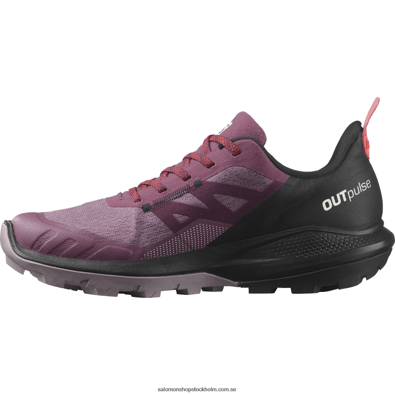 Salomon tulpanved/svart/vallmoröd damvandringsskor - outpulse gore-tex T82RP1122