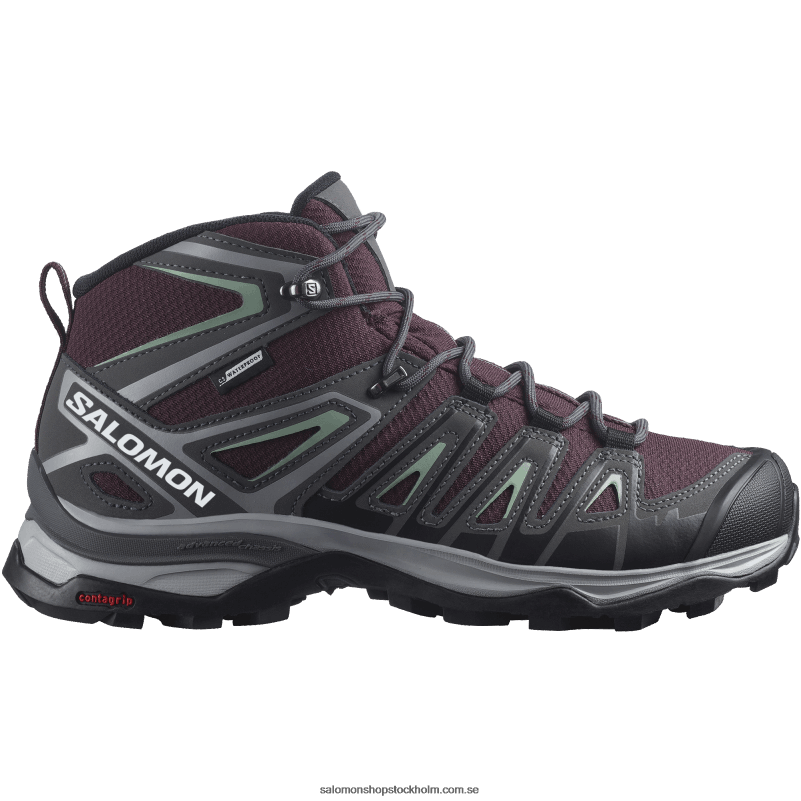 Salomon vinprovning/magnet/granitgrönt damvandringskängor - x ultra pioneer mid clima vattentät T82RP1278