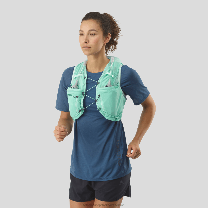 Salomon strandglas/ebenholts/poolblå löparväst dam med kolvar ingår - adv skin 12 T82RP965