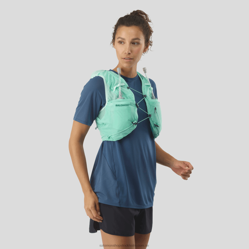 Salomon strandglas/ebenholts/poolblå löparväst dam med kolvar ingår - adv skin 5 T82RP970