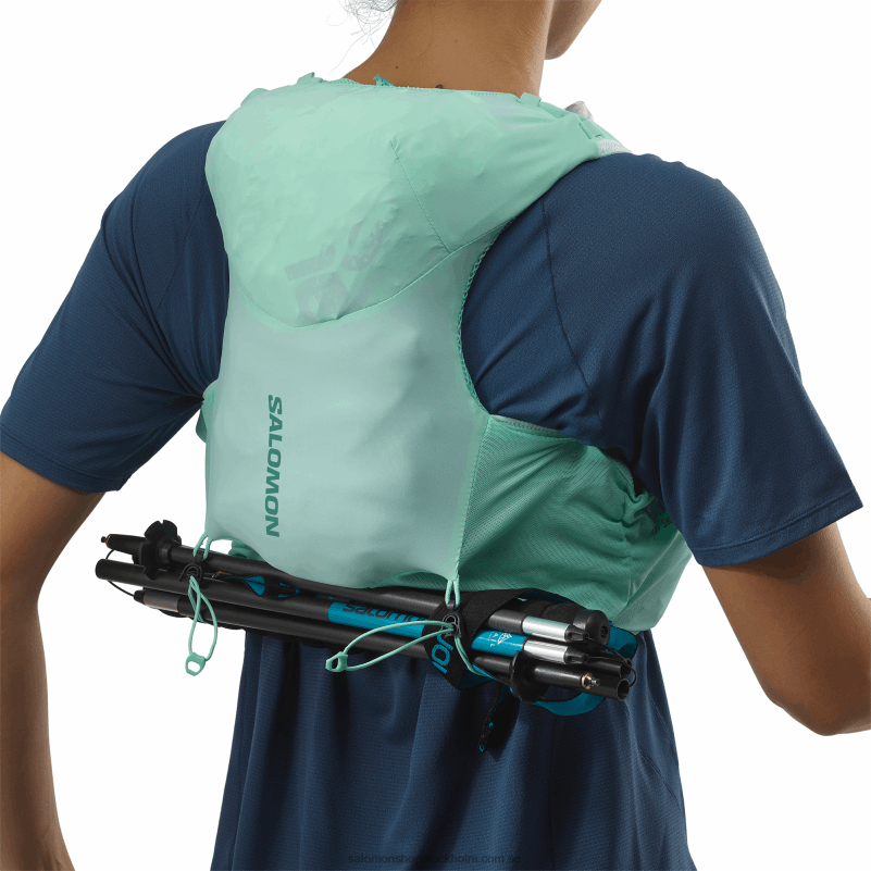 Salomon strandglas/ebenholts/poolblå löparväst dam med kolvar ingår - adv skin 5 T82RP970