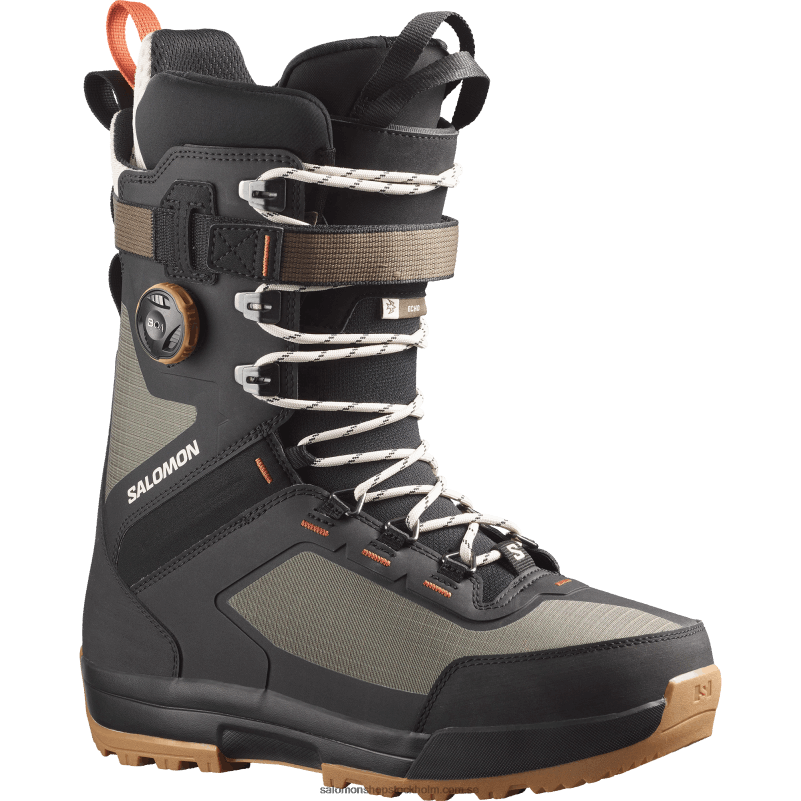 Salomon armégrön-x/svart/bränd ockra snowboardstövlar för män - echo lace sj boa T82RP593