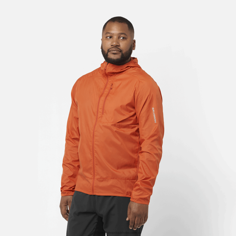 Salomon bränd ockra vindjacka herr hoodie - bonatti sidvind T82RP1091