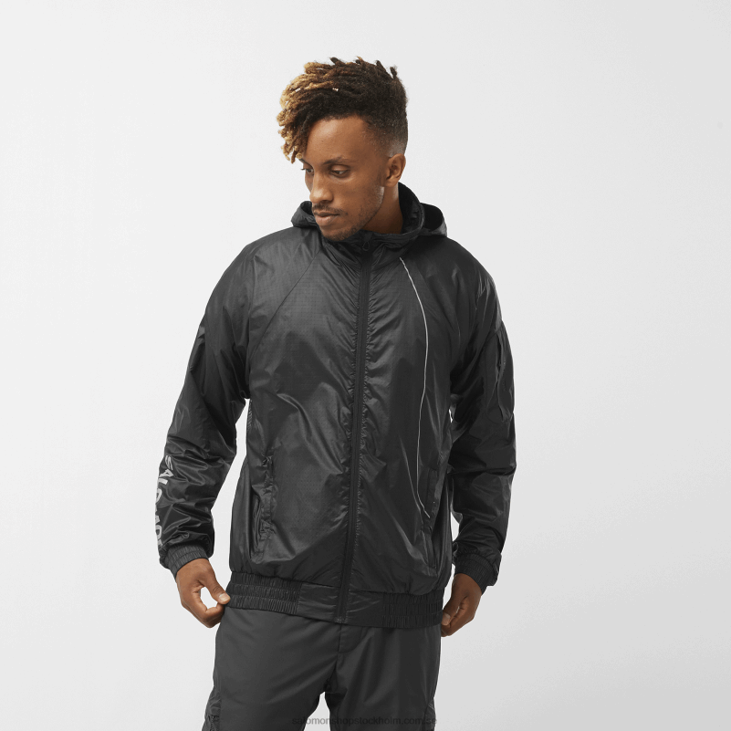 Salomon djup svart herr vindjacka hoodie - equipe T82RP1086