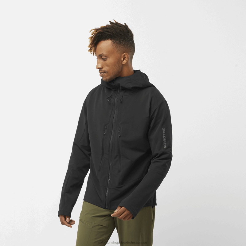 Salomon djup svart mellanlagerjacka med full dragkedja för män - outpeak softshell T82RP1108