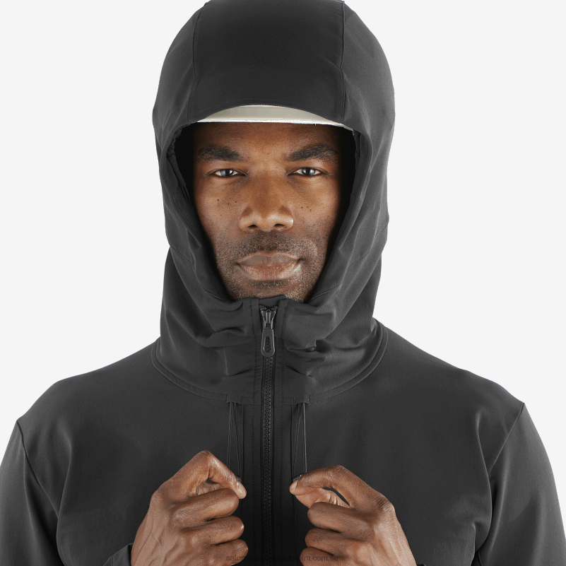 Salomon djup svart mellanlagerjacka med full dragkedja för män - outpeak softshell T82RP1108