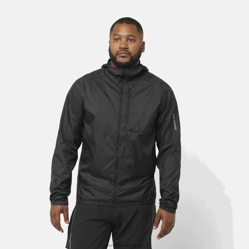 Salomon djup svart vindjacka herr hoodie - bonatti sidvind T82RP1094
