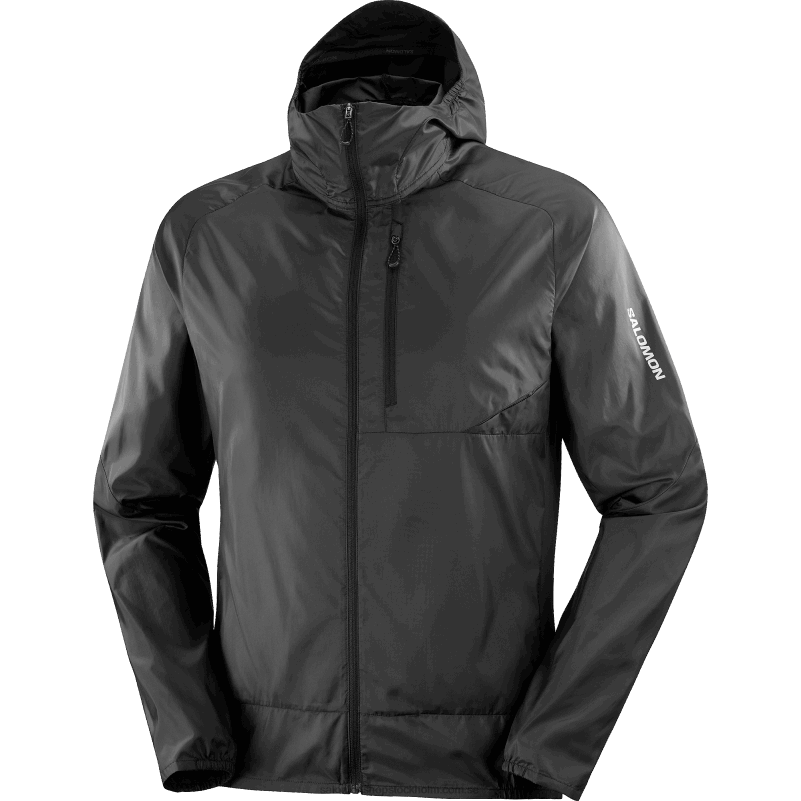 Salomon djup svart vindjacka herr hoodie - bonatti sidvind T82RP1094