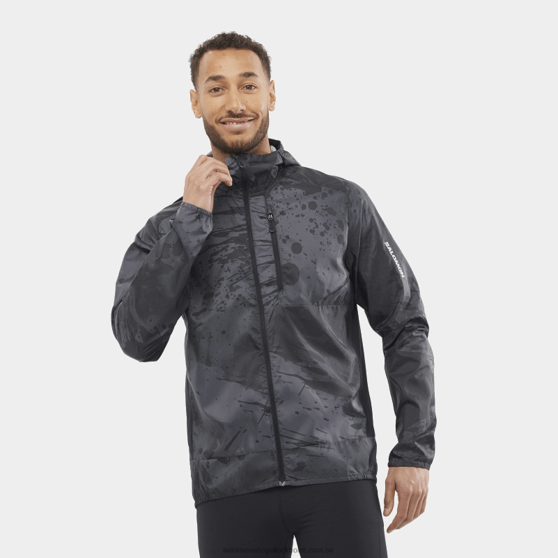 Salomon djupt svart/ao/periskop vindjacka herr hoodie - bonatti sidvind T82RP1095