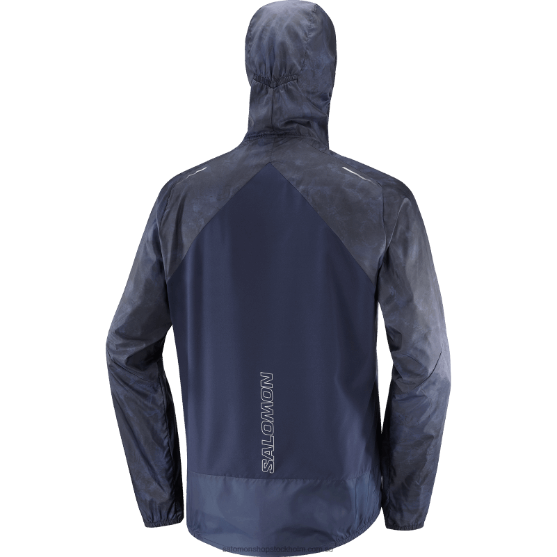 Salomon marinblå iris/ao/djup svart vindjacka herr hoodie - bonatti sidvind T82RP1093