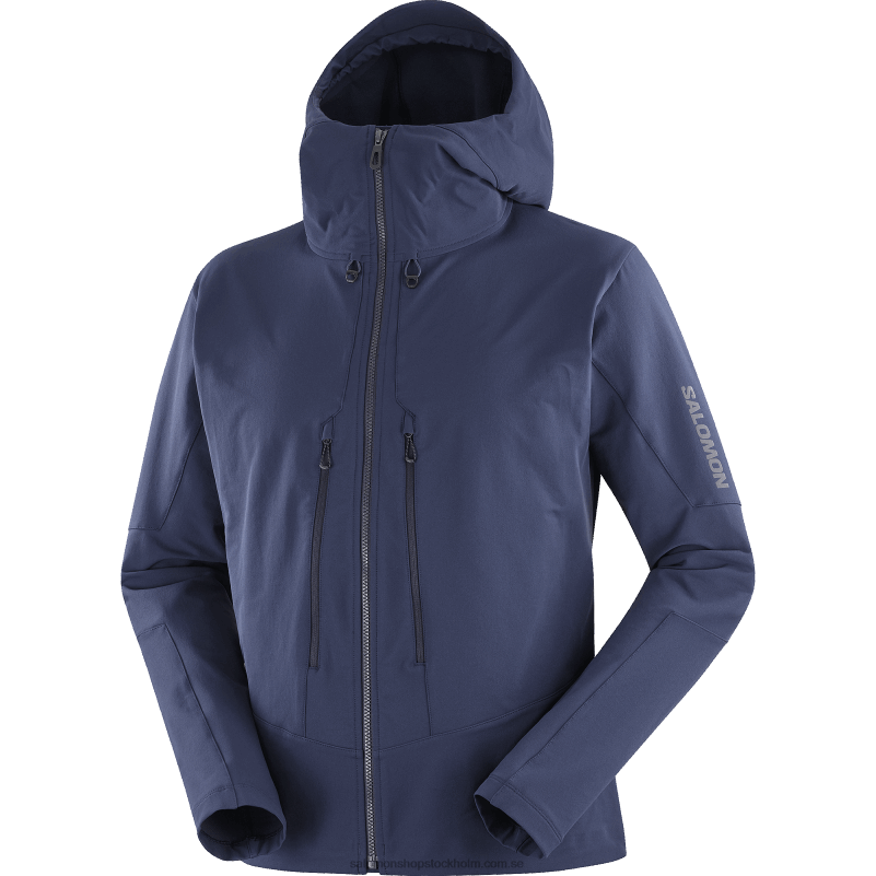 Salomon marinblå iris mellanlagerjacka med full dragkedja för män - outpeak softshell T82RP1107