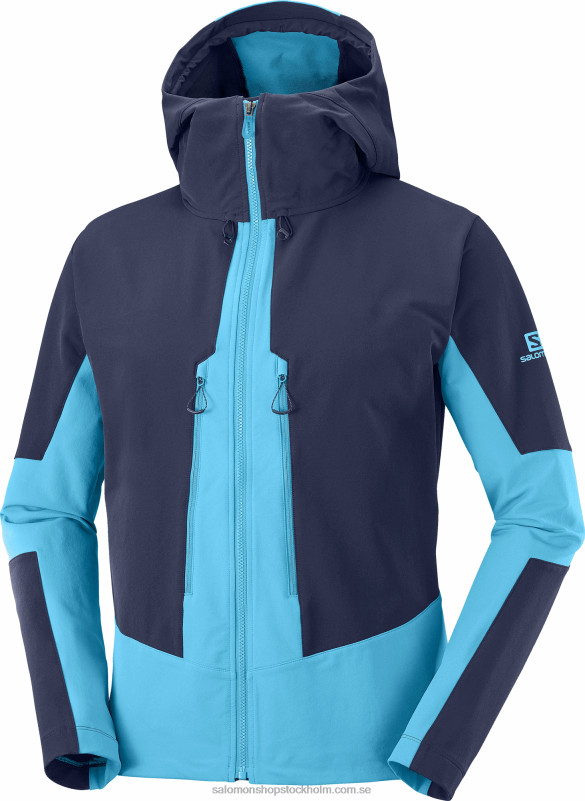 Salomon natthimlen/barriärrev mellanlagerjacka med full dragkedja för män - outpeak softshell T82RP1109