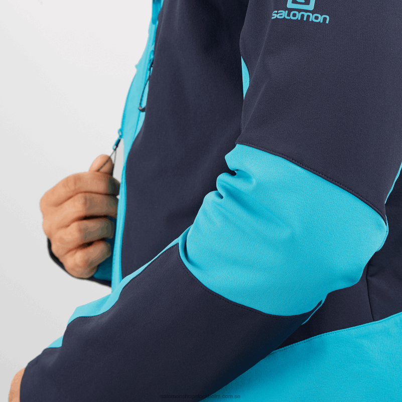 Salomon natthimlen/barriärrev mellanlagerjacka med full dragkedja för män - outpeak softshell T82RP1109