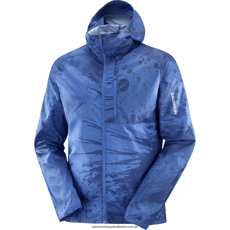 Salomon nautisk blå/ao/marin pion vindjacka herr hoodie - bonatti sidvind T82RP1097