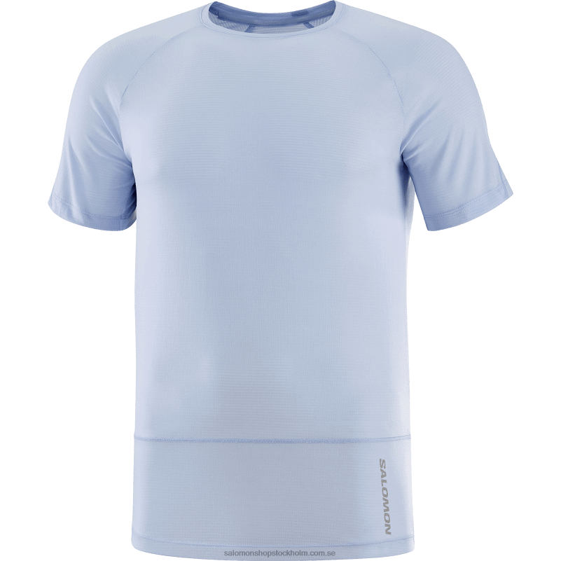 Salomon chambray blå/ljung kortärmad herr t-shirt - cross run T82RP235